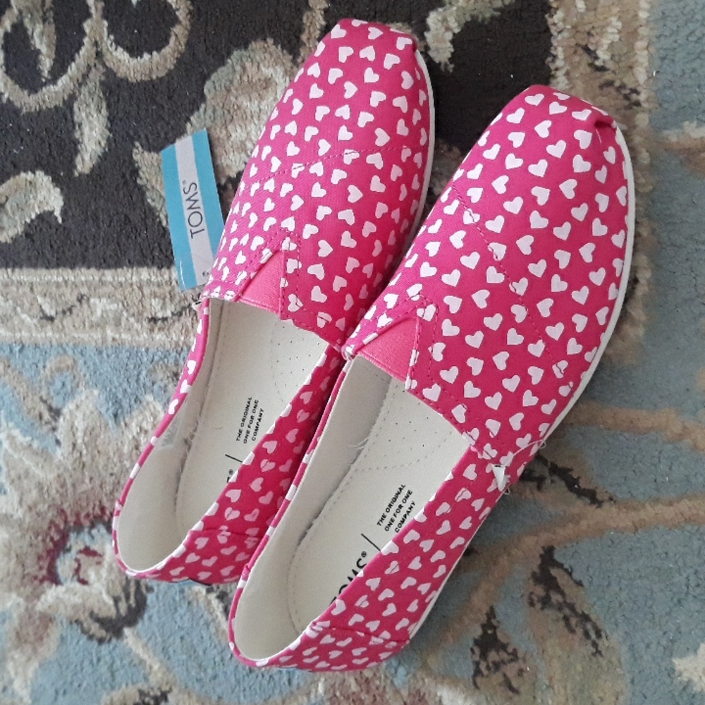 5x*Host Pick*Toms Belmont Raspberry Hearts shoes - Picture 2 of 16